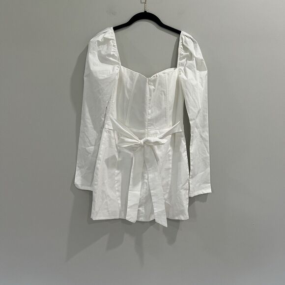 Nat & Liv Regina Dress White Size Medium Corset‎ Long Sleeve Mini Dress - Picture 2 of 6